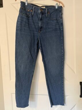 Madewell High Rise Straight Leg Cropped Raw Hem Jeans Size 30